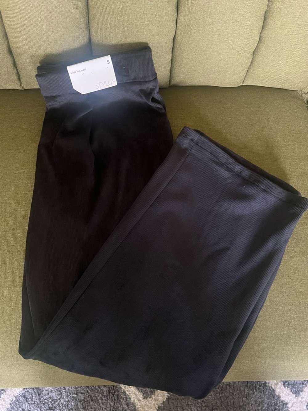 STYLUS Black Ribbed Wide Leg Pants